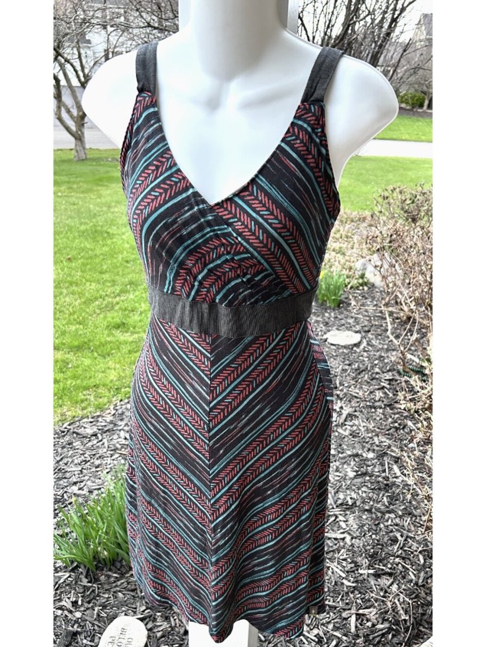 Womens Smartwool Seven Falls Sleeveless Tank Dress Sz Xs Shelf Bra Tie Waist +